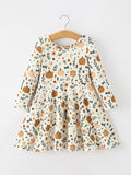 Fall Harvest Pumpkin Girls Dress Long Sleeve