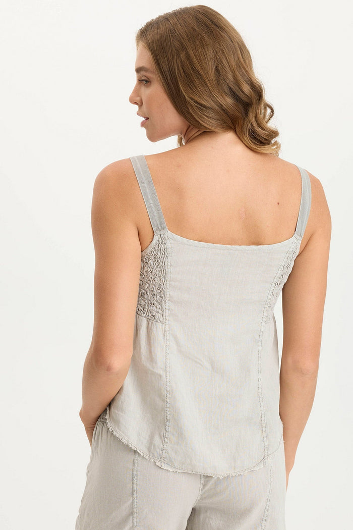 XCVI Fernley Linen Ruched Tank
