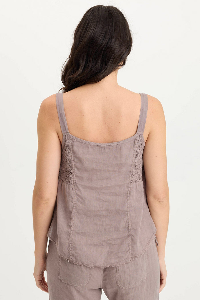 XCVI Fernley Linen Ruched Tank