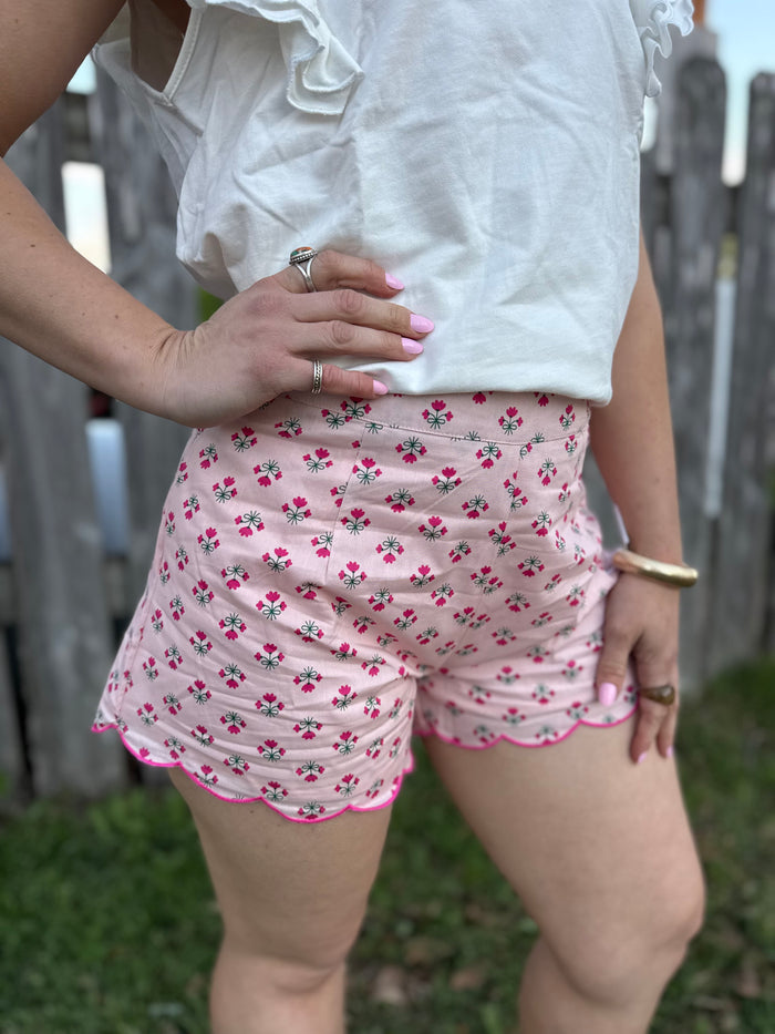 Floral Scalloped Shorts