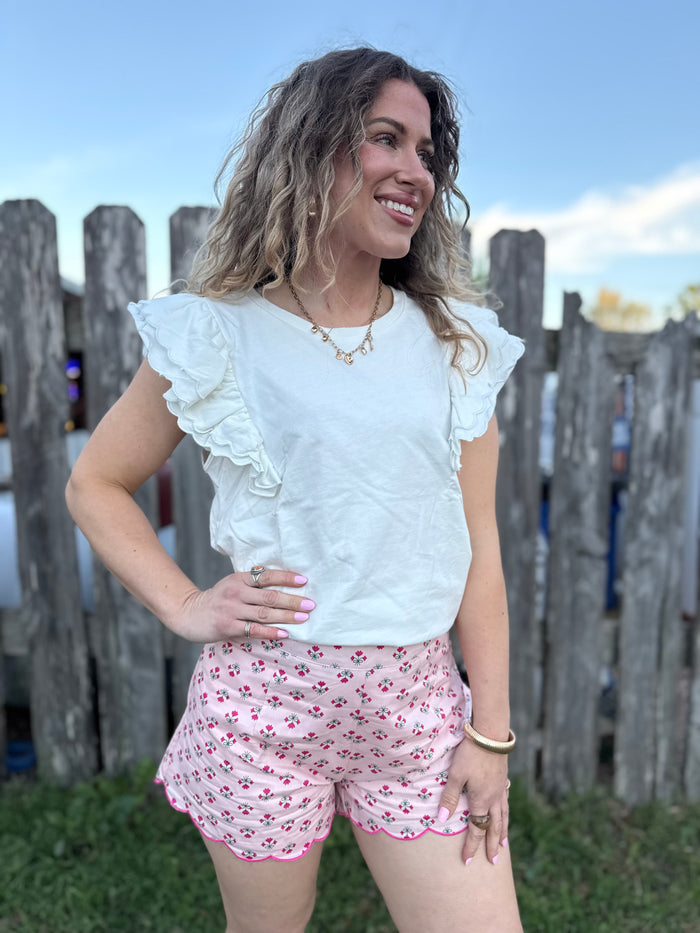 Floral Scalloped Shorts