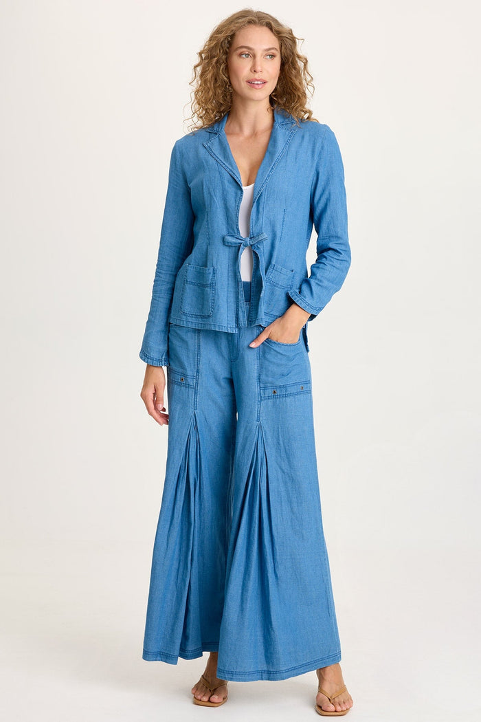 XCVI Floris Indigo Front-Tie Jacket