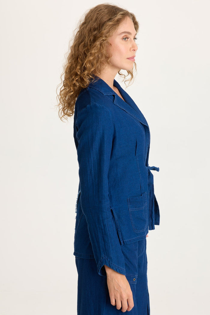 XCVI Floris Indigo Front-Tie Jacket