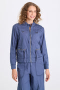 XCVI Freyda Poplin Grid Pintuck Bomber