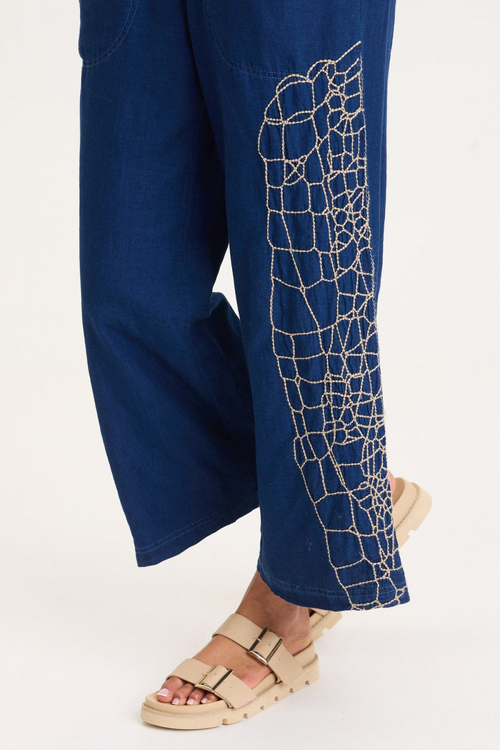 XCVI Gemmell Embroidered Mock-Denim Jumpsuit