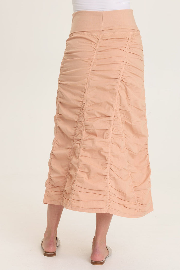Wearables Poplin Gored Shirred Midi Skirt