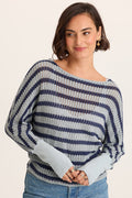 XCVI Gowen Stripe Knit Kimono Long Sleeves Top