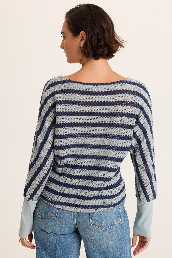 XCVI Gowen Stripe Knit Kimono Long Sleeves Top