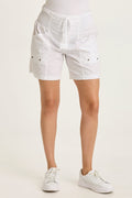 Wearables Greta Poplin Smocked-Waist Short