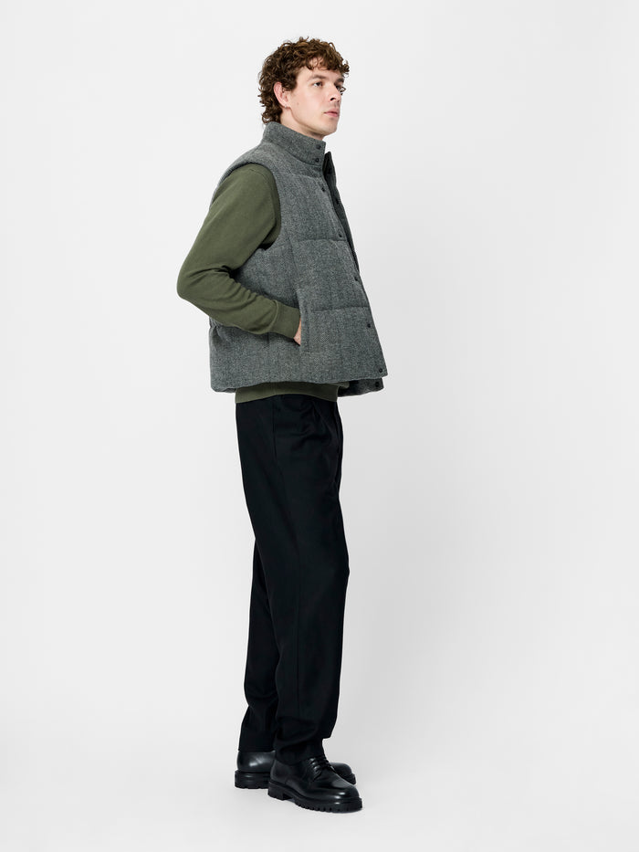 Grey Herringbone Padded Gilet