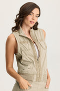 XCVI Grindelle Cargo Vest in Poplin and Jersey