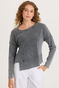 XCVI Hadden Asymmetrical Hem Long Sleeve Top