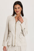 XCVI Hall Four Pocket Cinchable Twill/Rib Jacket