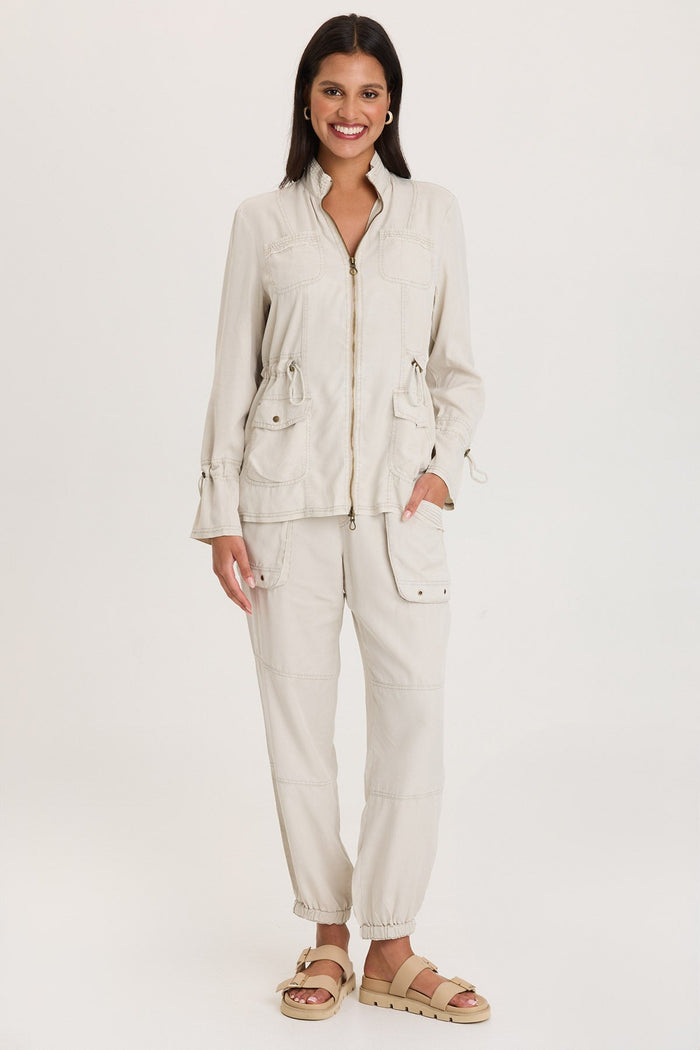 XCVI Hall Four Pocket Cinchable Twill/Rib Jacket