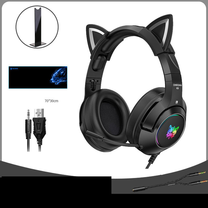 Head-Mounted Gaming Gaming Cute Girls Wired Computer Headset