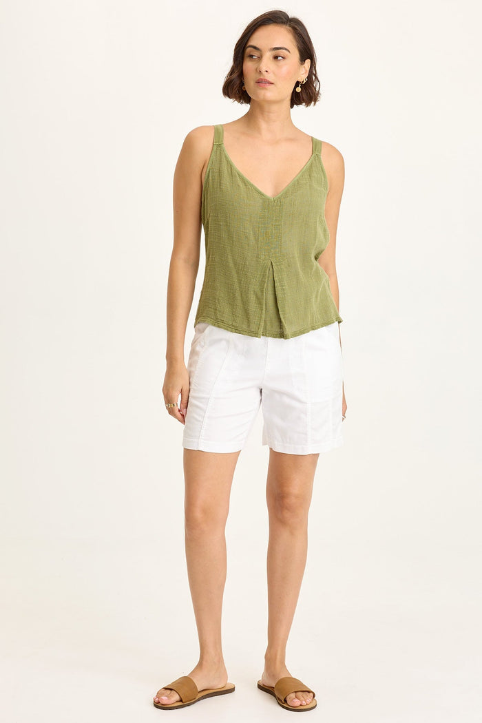 Wearables Hedley Gauze/Jersey Box Pleat Tank