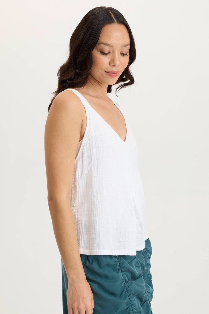 XCVI Hedley Gauze/Jersey Box Pleat Tank