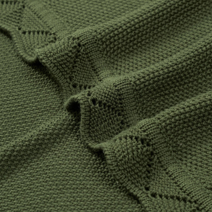 Heirloom Lace Knit Baby Blanket in Forest Green