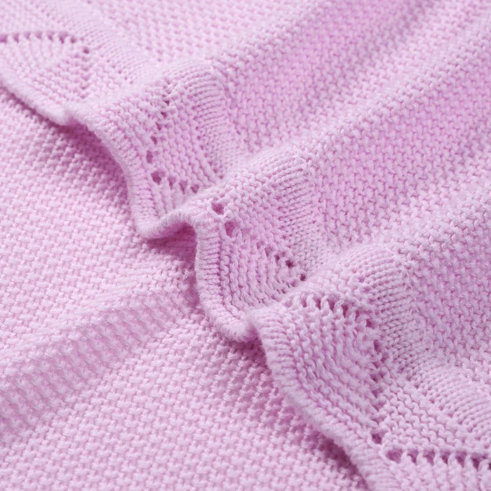 Heirloom Lace Knit Baby Blanket in Lilac