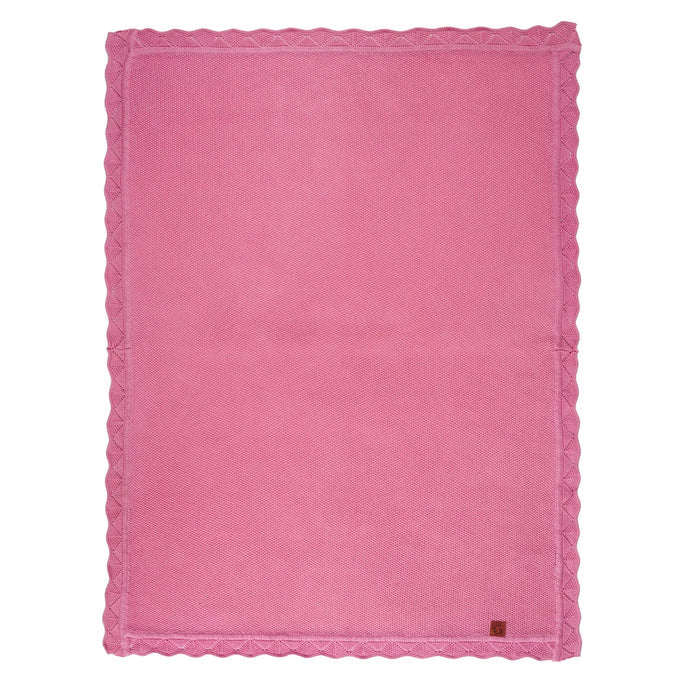 Heirloom Lace Knit Baby Blanket in Rose Pink