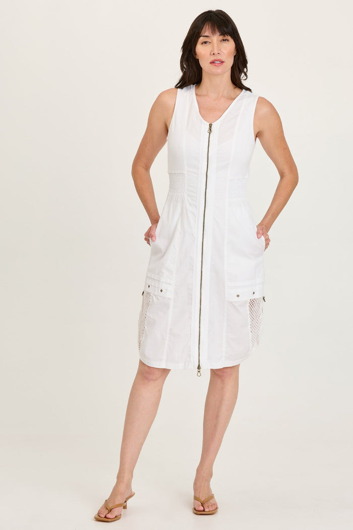 XCVI Holland Poplin/Mesh Front-Zip Dress