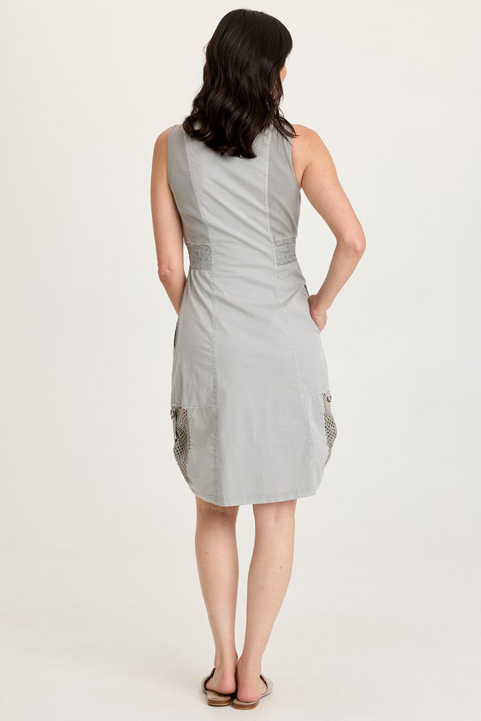 XCVI Holland Poplin/Mesh Front-Zip Dress