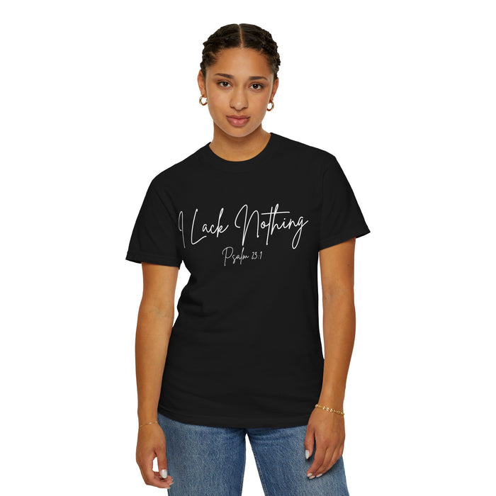 I Lack Nothing Psalm 23:1 Women's Black T-shirt