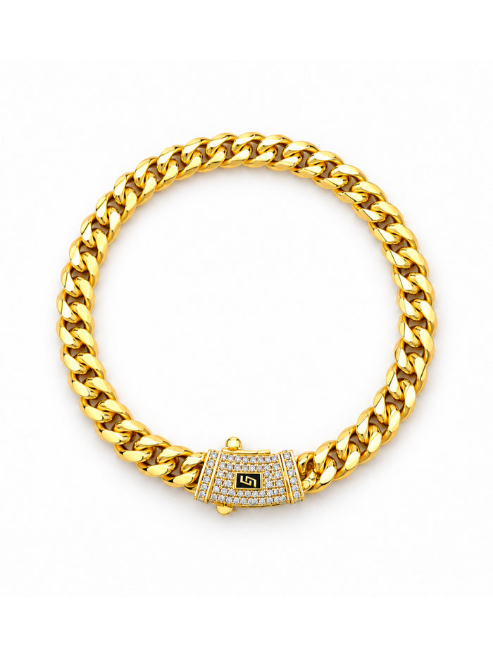 ICED CLASP CUBAN BRACELET(GOLD) 10MM
