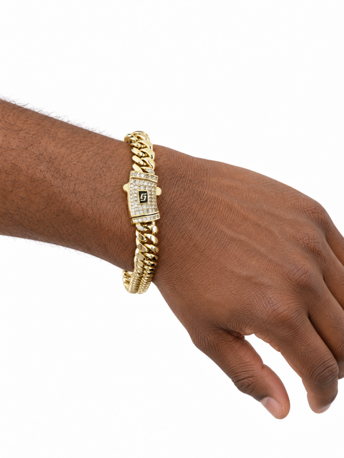 ICED CLASP CUBAN BRACELET(GOLD) 10MM
