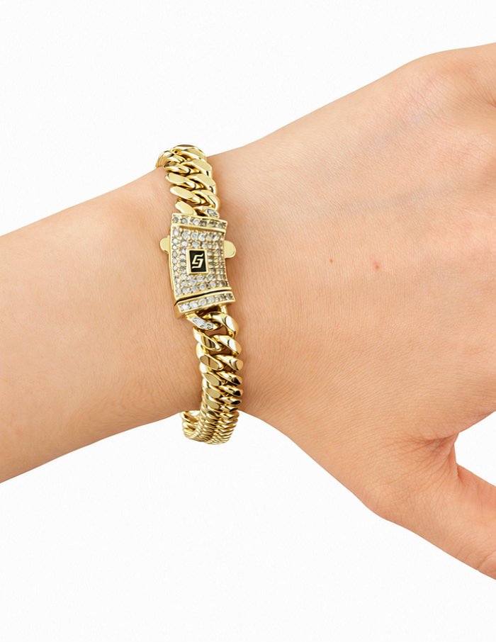ICED CLASP CUBAN BRACELET(GOLD) 10MM