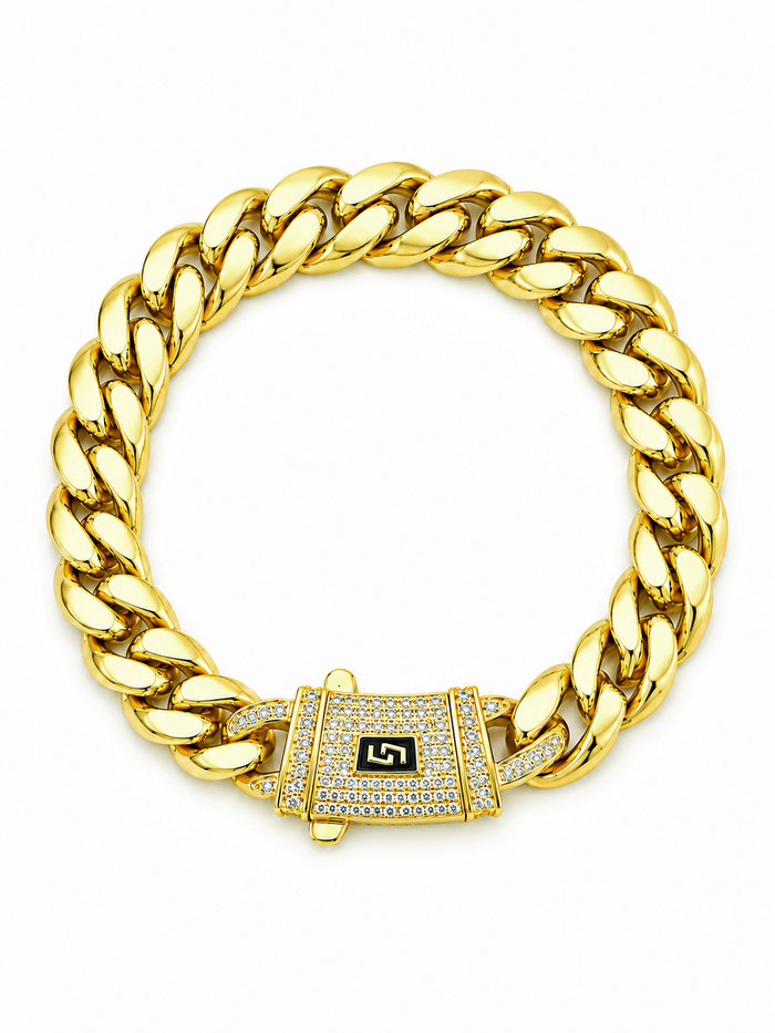 ICED CLASP CUBAN BRACELET(GOLD) 12MM