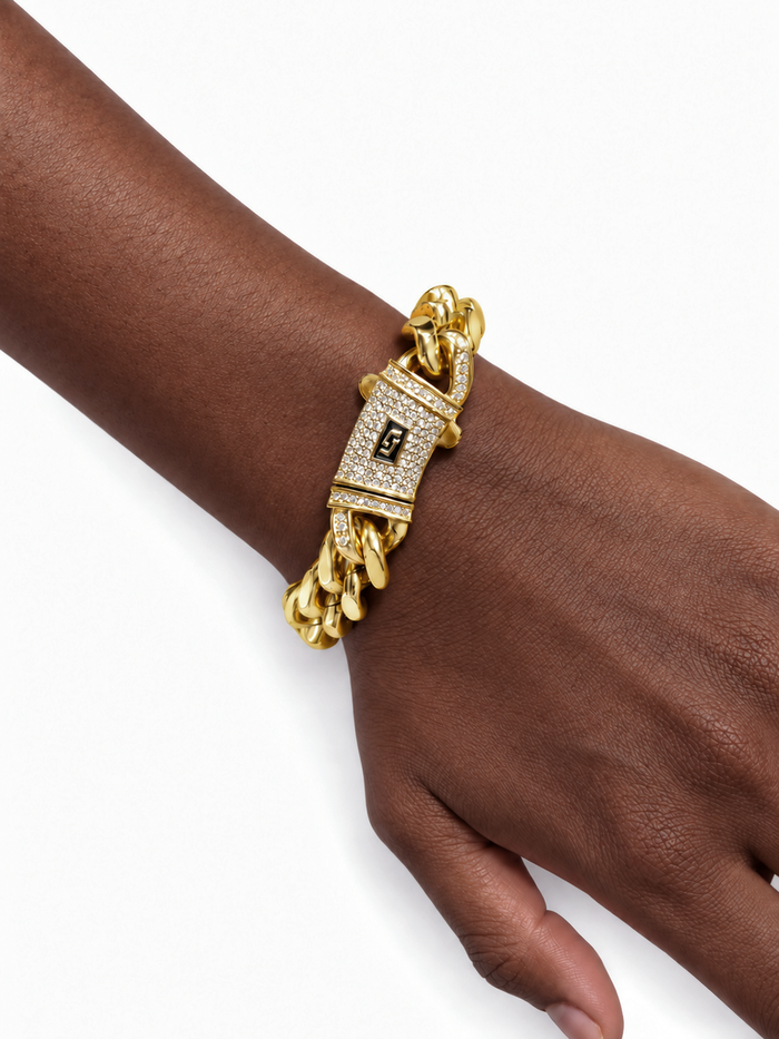 ICED CLASP CUBAN BRACELET(GOLD) 12MM