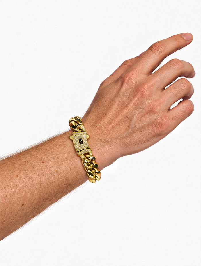ICED CLASP CUBAN BRACELET(GOLD) 12MM