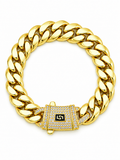 ICED CLASP CUBAN BRACELET(GOLD) 14MM