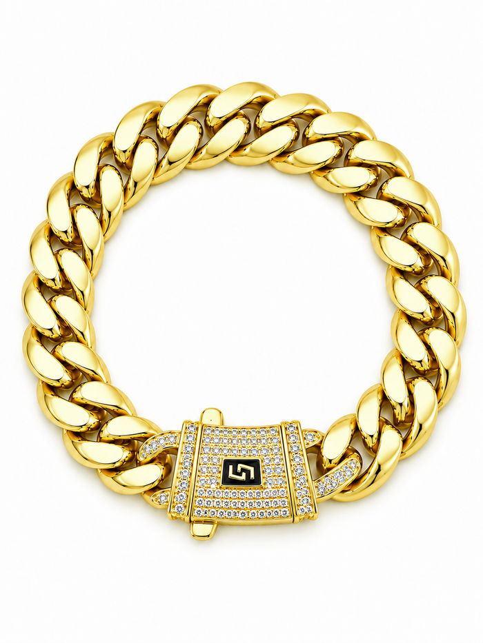 ICED CLASP CUBAN BRACELET(GOLD) 14MM
