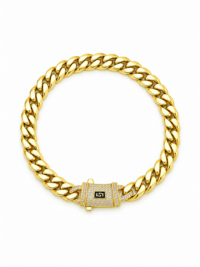 ICED CLASP CUBAN BRACELET(GOLD) 6MM