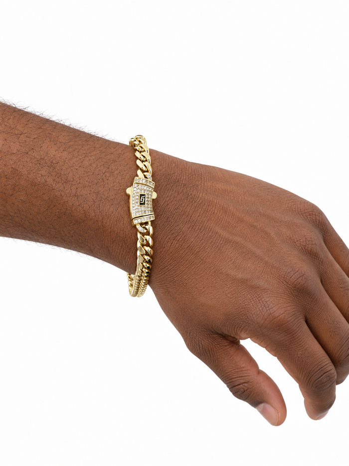 ICED CLASP CUBAN BRACELET(GOLD) 6MM