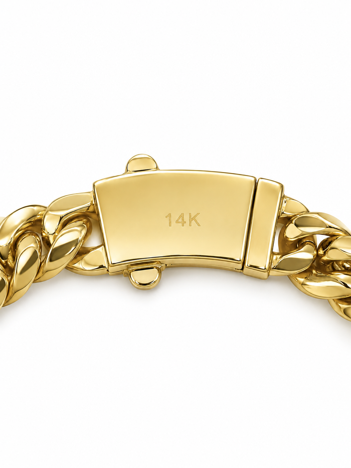 ICED CLASP CUBAN BRACELET(GOLD) 8MM