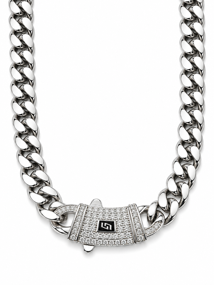 ICED CLASP CUBAN(SILVER) 10MM