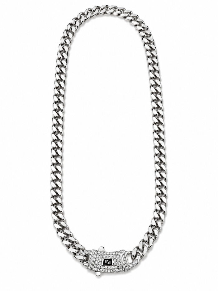 ICED CLASP CUBAN(SILVER) 12MM