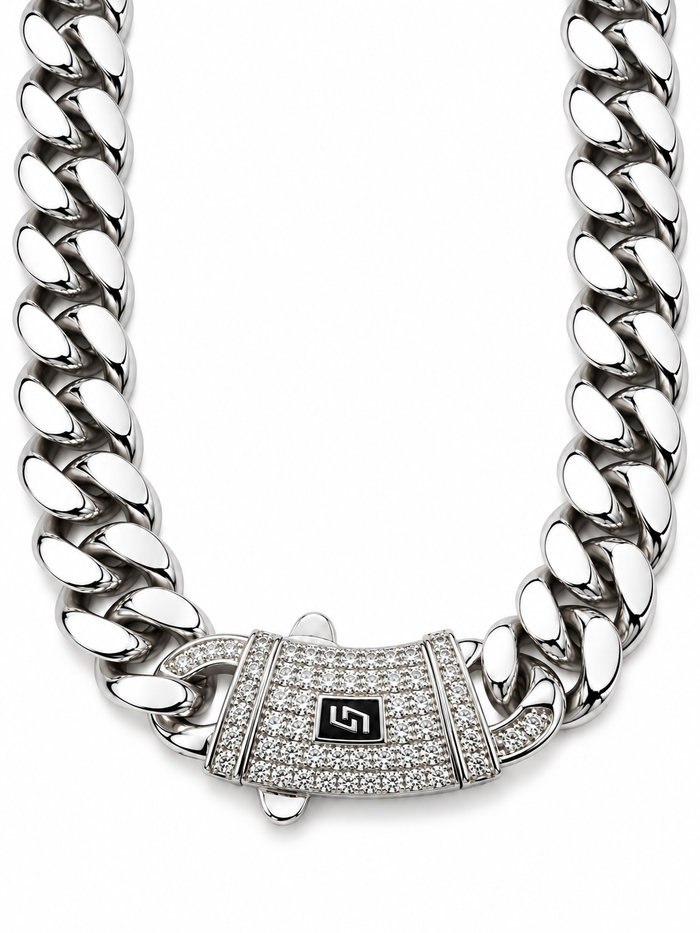 ICED CLASP CUBAN(SILVER) 14MM
