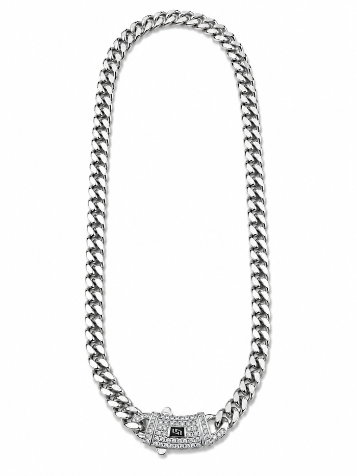 ICED CLASP CUBAN(SILVER) 14MM