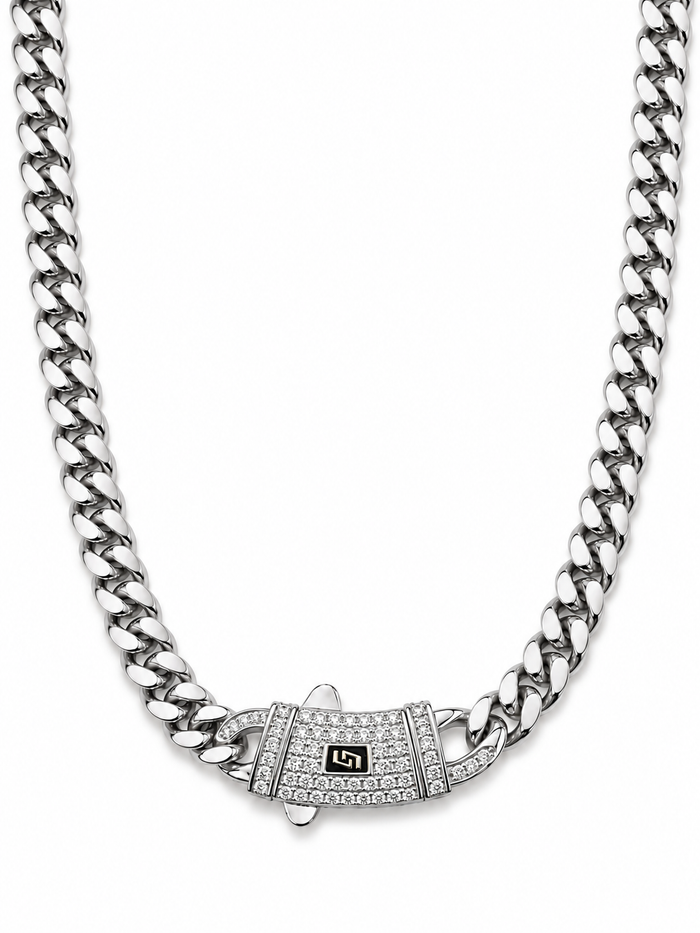ICED CLASP CUBAN(SILVER) 6MM