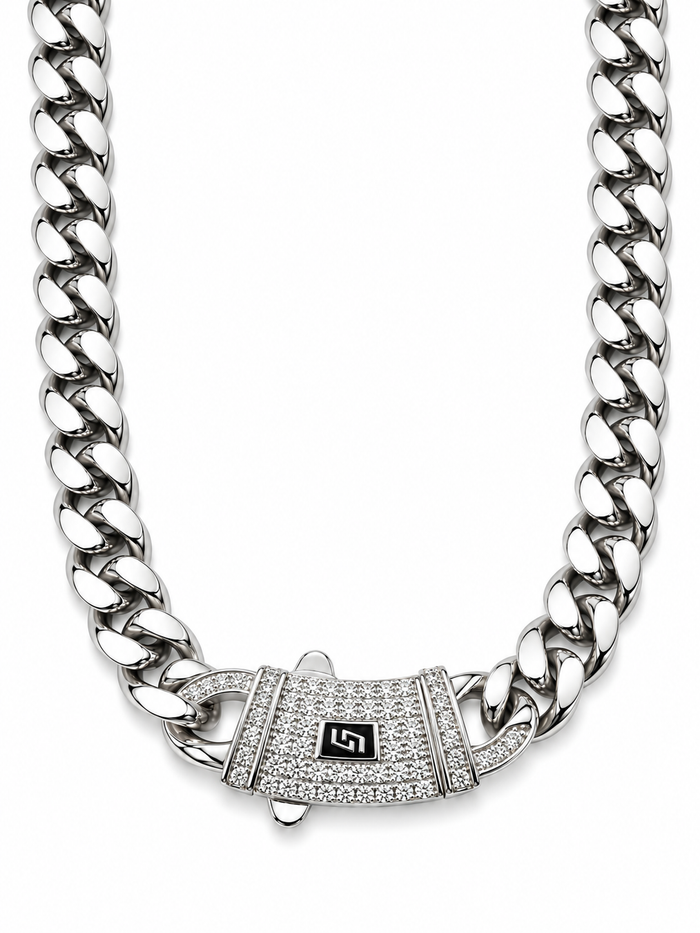 ICED CLASP CUBAN(SILVER) 8MM