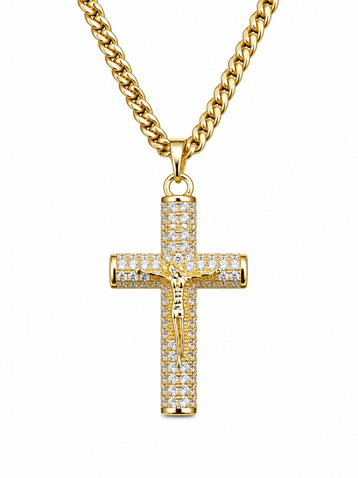 ICED CROSS (GOLD) 3MM