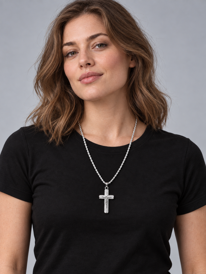 ICED CROSS (SILVER) 3MM