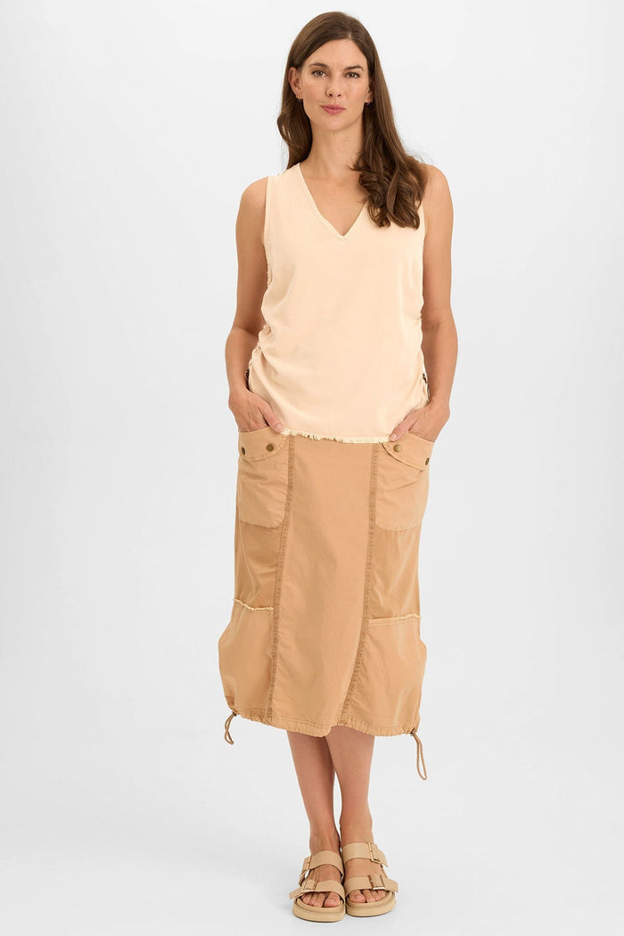 Wearables Ileana Cinched Soft Twill V-Neck Tank