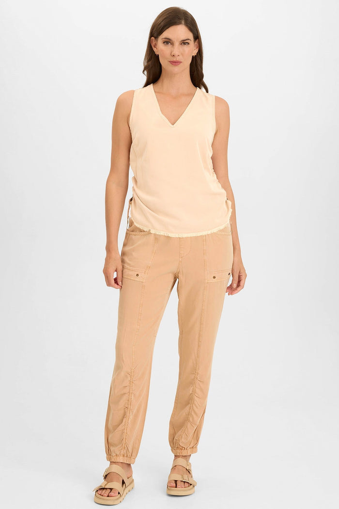 Wearables Ileana Cinched Soft Twill V-Neck Tank