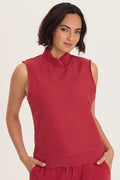 Wearables Isolde Mock Neck Crepe Knit Tank