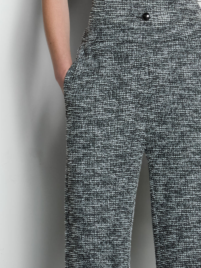 Jace Black and White Tweed Straight Leg Trousers